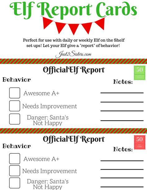 Printable Free Elf On The Shelf Behavior Report